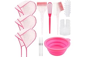 YOOVR 19PCS Hair Bleach Highlighting Kit with Hair Dye Brush and Bowl Set Color Whisk, Highlight Frosting Cap with Hook, Disposable Gloves Capes, Home Use Salon Tools for Hair Bleaching Coloring Dying