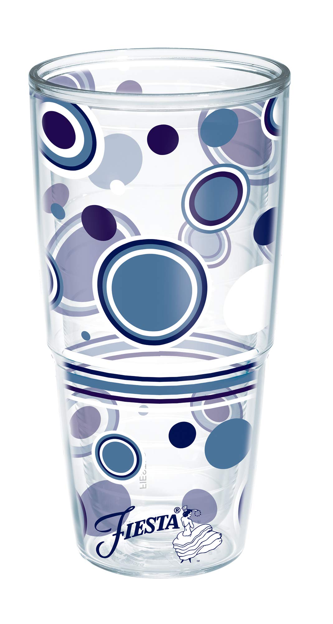 Tervis Made in USA Double Walled Fiesta Insulated Tumbler Cup Keeps Drinks Cold & Hot, 24oz - No Lid, Lapis Dots