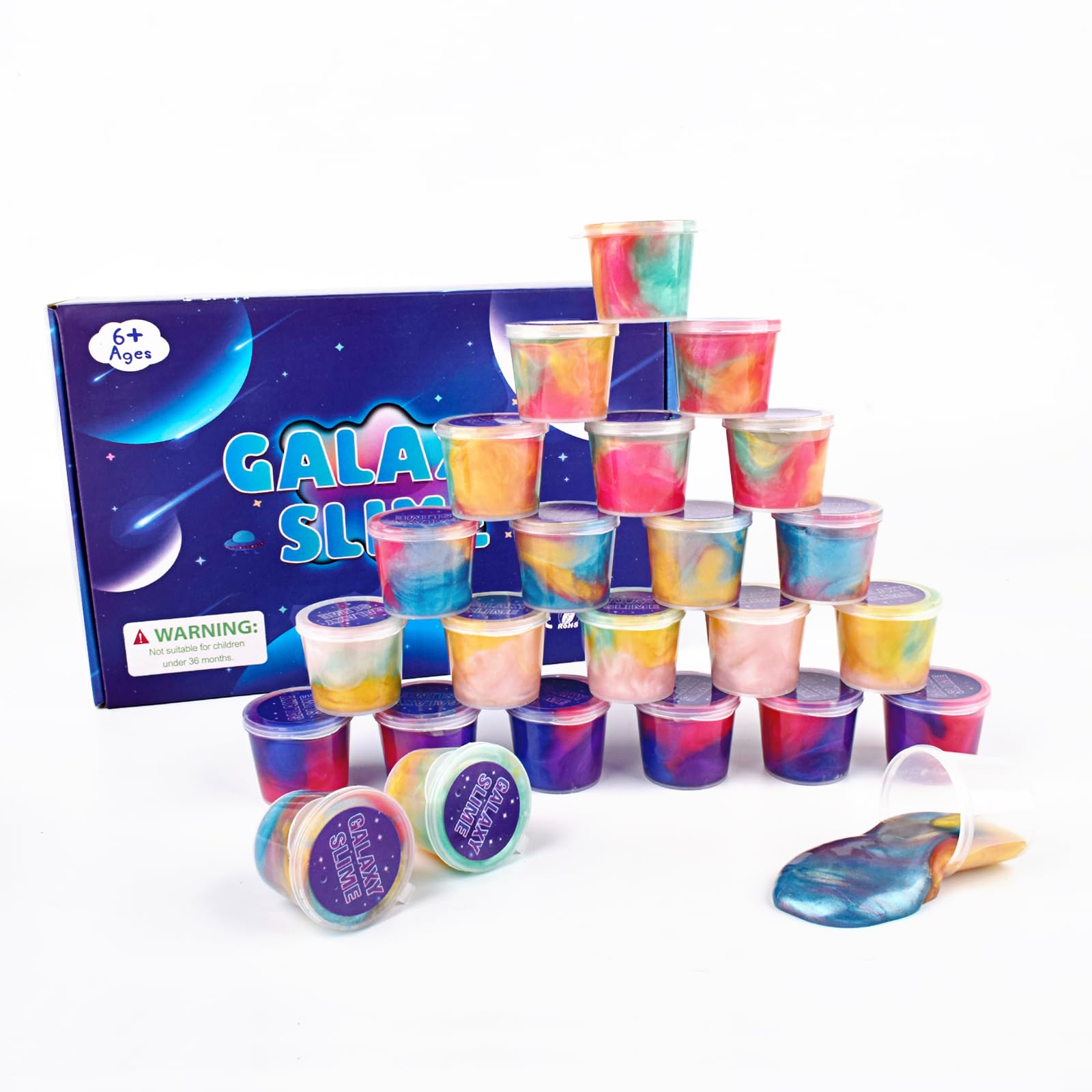 Niuruilsi 24 Pieces and 57 Pieces Galaxy Slime,Mini Slime Party Favors for Kids, Non-Sticky,Great Sludge Toys for Girls and Boys,Party Favors for kids 4-12,Goodie Bag Stuffers. (24 Pieces) — image 1