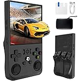 R36MAX Retro Handheld Game Console, 4000mAh Battery with 4 Inch IPS HD Screen, 64GB TF Card Built-in 18,000+ Classic Game Portable Pocket Arcade(Transparent Black)