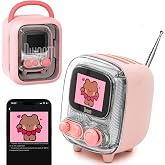 Divoom Tiivoo-2 Retro Bluetooth Speaker, FM Radio, Pixel Art Display, Pink | Alarm Clock, Portable Mini Wireless Speaker, Cute Vintage Desk Decor Gift