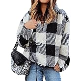 BTFBM Womens Sweatshirt Sherpa Quarter Zip Pullover Fall Winter 2026 Long Sleeve Fleece Sweaters Hoodies Sweatshirts Clothes