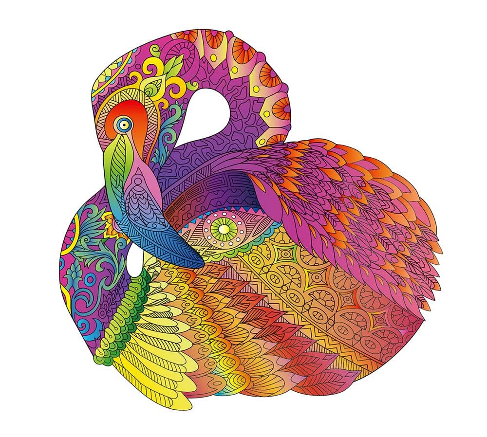 Logica Puzzles Art. The Flamingo - Mandala Puzzles - Wooden Puzzle - Innovative Shapes Puzzle - 11,2 x 11,1 inches - 117 pc