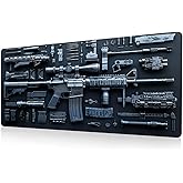 Cool Military Weapon Build Weapon Parts Display Large Gaming Mouse Pad,Non-Slip Rubber Desk Mat Keyboard for Table Decor (A)