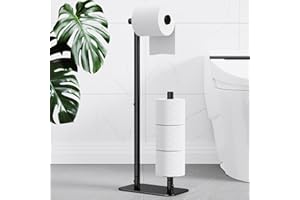 Kitsure Toilet Paper Holder Free Standing - Large Capacity Toilet Paper Holder for 4 Rolls, Rustproof Toilet Paper Stand with Non-Slip Stable Base, Black, Medium