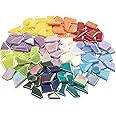 Youway Style Iridescent Glass Mosaic Tiles for Crafts Bulk,200g Broken Mosaic Glass Pieces for Garden Crafts Kits,DIY Mosaic Art Decor
