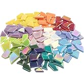 Youway Style Iridescent Glass Mosaic Tiles for Crafts Bulk,200g Broken Mosaic Glass Pieces for DIY Home Garden Art Projects, Handmade Crafts &amp; Decor
