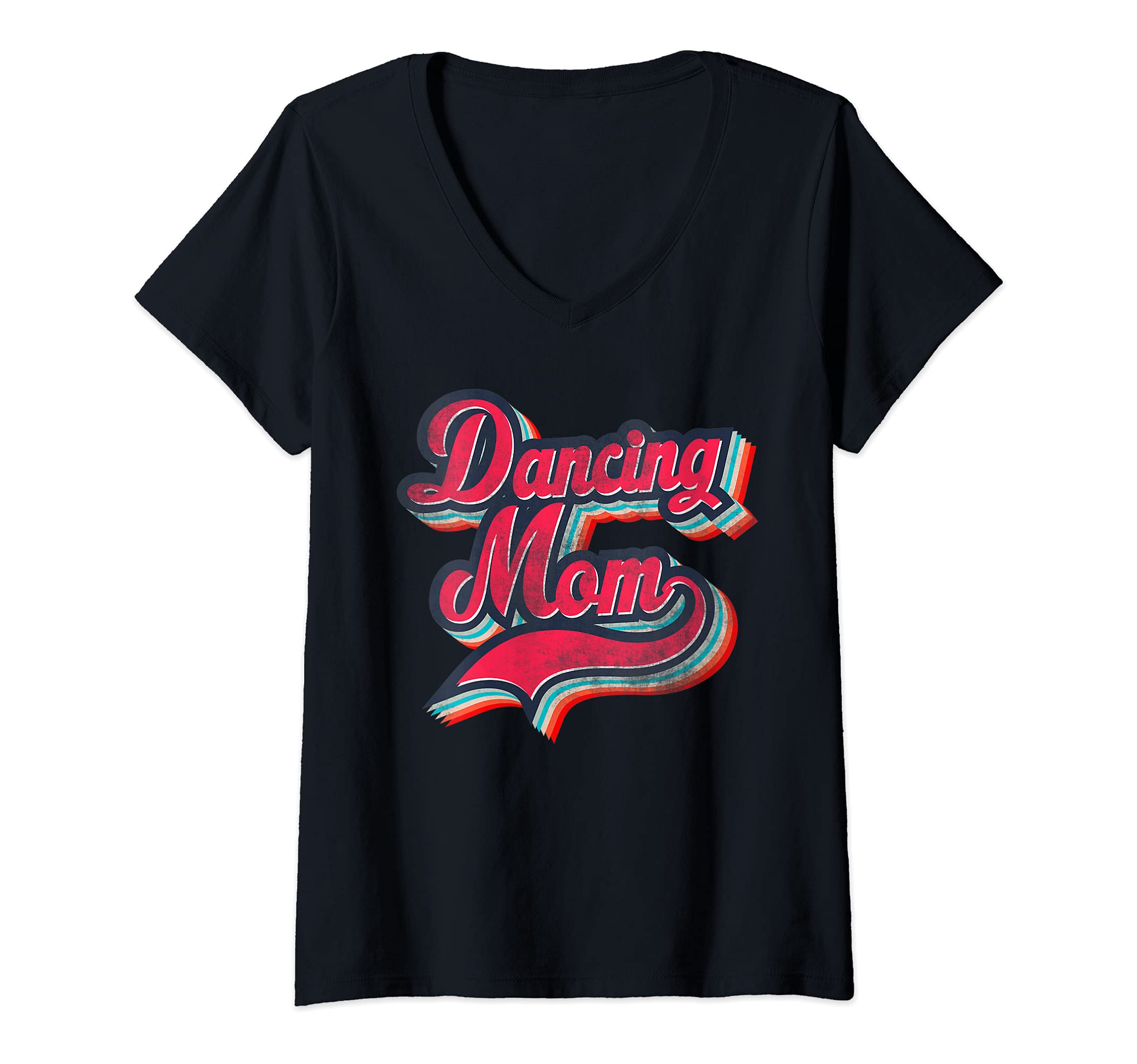 Womens Disco Dancing Mom V-Neck T-Shirt