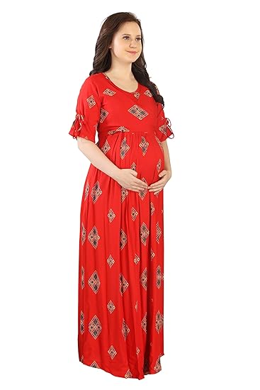 Womens Printed Long Maternity Nightdress