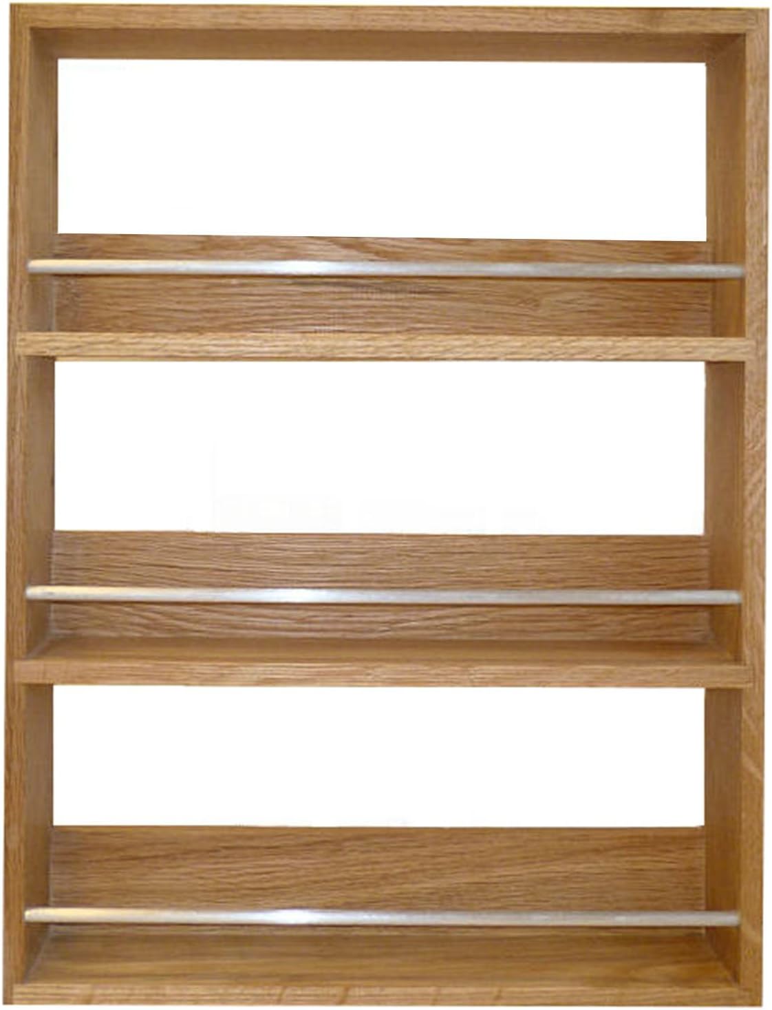 Solid Oak Spice Rack 3 Tier Up to 18 Jar Capacity