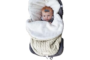 Juaugusep Baby Sleeping Bag fits Infant Newborn,Warm Baby Sleeping Bag,Winter Newborn Knit Wool Swaddling Blanket Kid Sleepsack Footmuff Stroller Knitted Sleep Nest Sack (Beige, One Size)