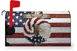 Dacawin American Eagle Patriotic Mailbox Covers Magnetic Standard Size USA Flags Cross Mailbox Wraps 4th of July Mailbox Post Cover Independence Day Mailbox Decor Waterproof for Garden Yard 21x18 Inch