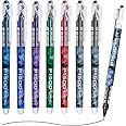 EYEYE Liquid Ink Needle Tip Rollerball Pens Black 0.5mm Quick Dry, 5 Assorted Colors and 3 Black Extra Fine Point Pen Smooth Writing Pens for Journaling, Note Taking, Office, School Supplies