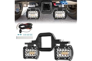 BESTZHEYU 4 Inch 60W Led Pods with 3 Inch Tow Hitch Mounting Brackets and Wiring Hnress Backup Reverse Lights Rear Light Bar 