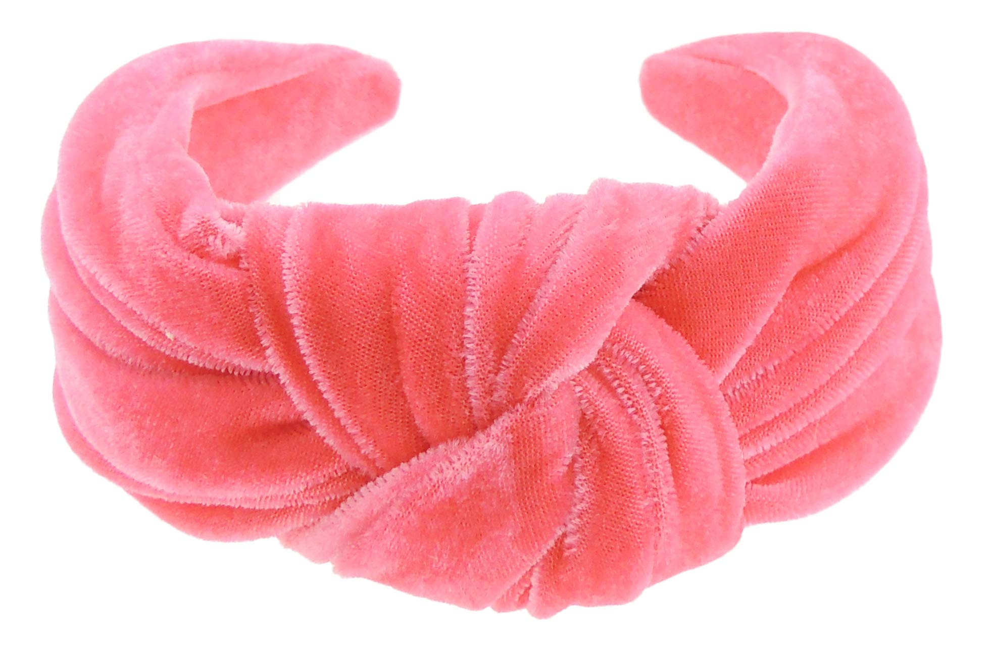 Velvet Knotted Top Knot Twist Turban Extra Wide Thick Fashion Formal Evening Boho Vintage Headband Alice Band Women Hair Hairband Christmas Birthday Wedding Guest Bridesmaid (Hot Pink)