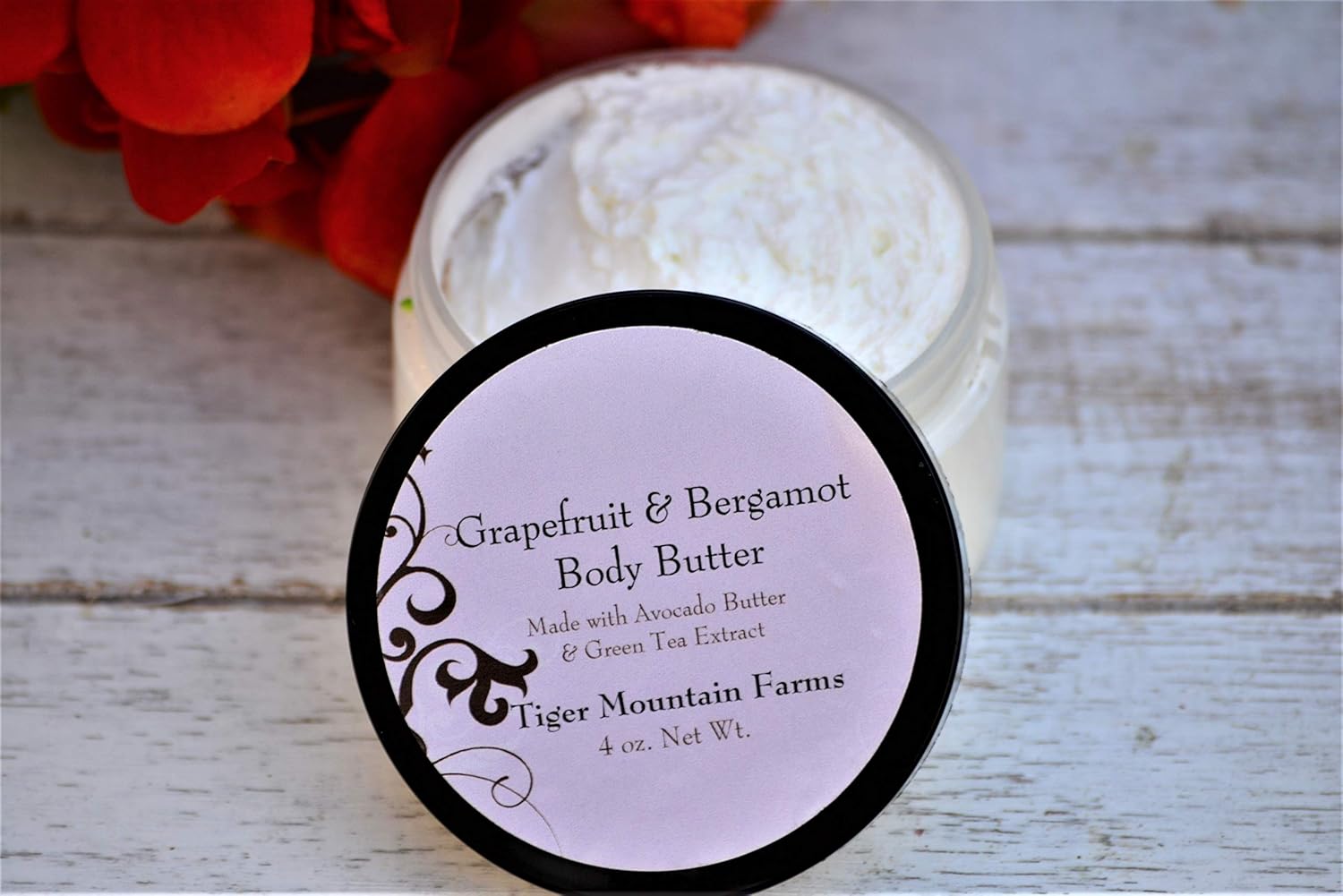 All Natural Whipped Body Butter | Grapefruit & Bergamot Scented Lotion Made with Avocado Butter | Lotion for Eczema and Dry Skin | 4 oz jar