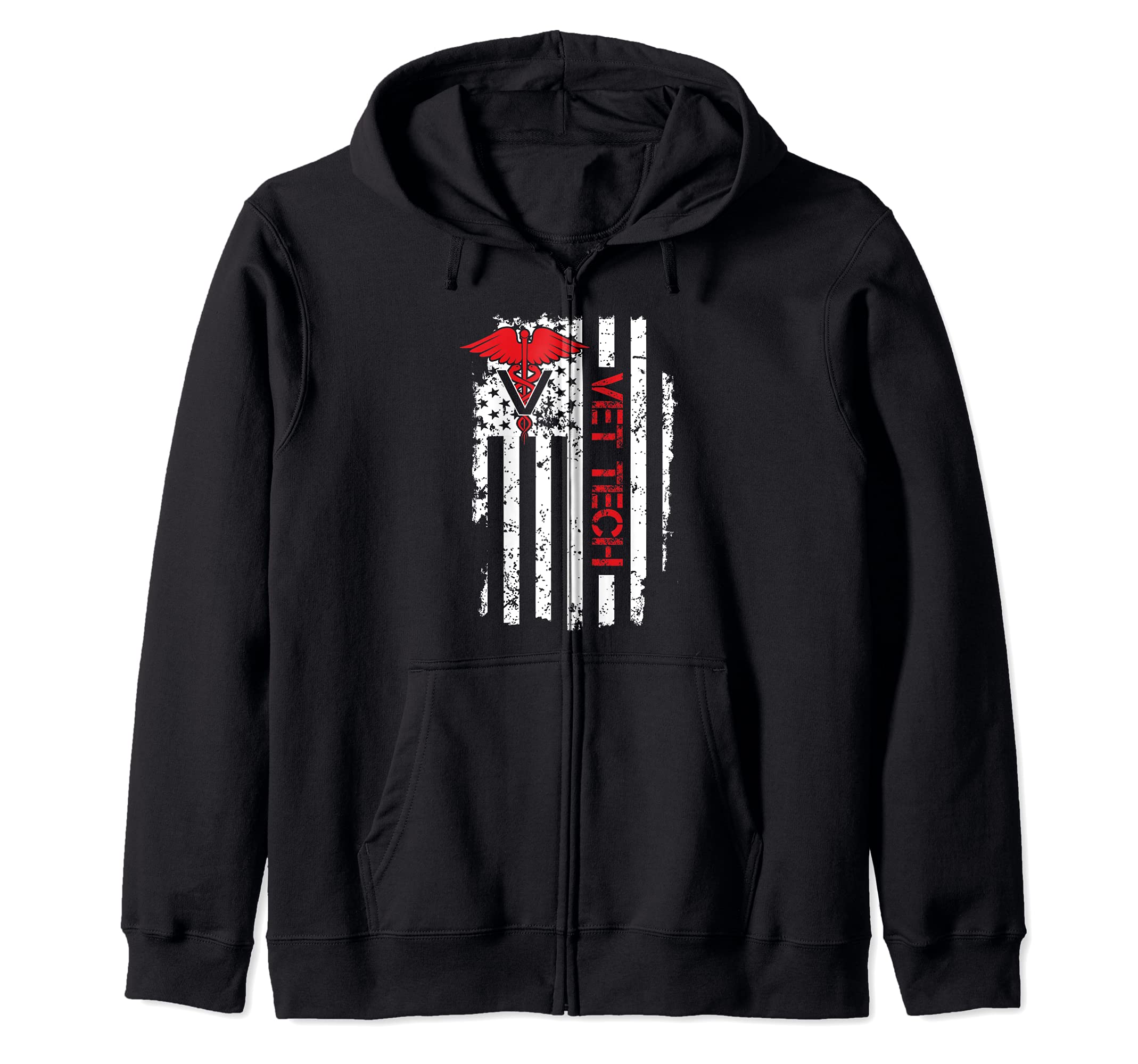 United States Flag USA American Vet Tech Veterinarian Zip Hoodie
