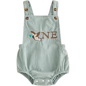 Saliuentm Baby Boy First Birthday Outfit Letters Sleeveless Bubble Romper One Lucky Duck Birthday Outfit Cake Smash Clothes