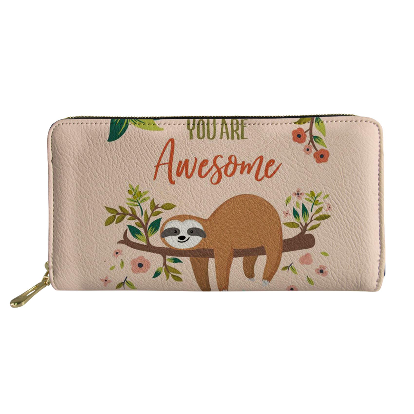 HUGS IDEA Ladies Purse Women's Credit Card Holder Wallet Printed Zipper Clutch