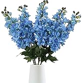 INSUNSIX Blue Fake Flowers 5PCS Blue Delphinium Artificial Flowers 30.7" Larkspur Blue Silk Flowers for Wedding Centerpieces Blue Faux Snapdragon Flowers for Home Decor Indoor (Blue)