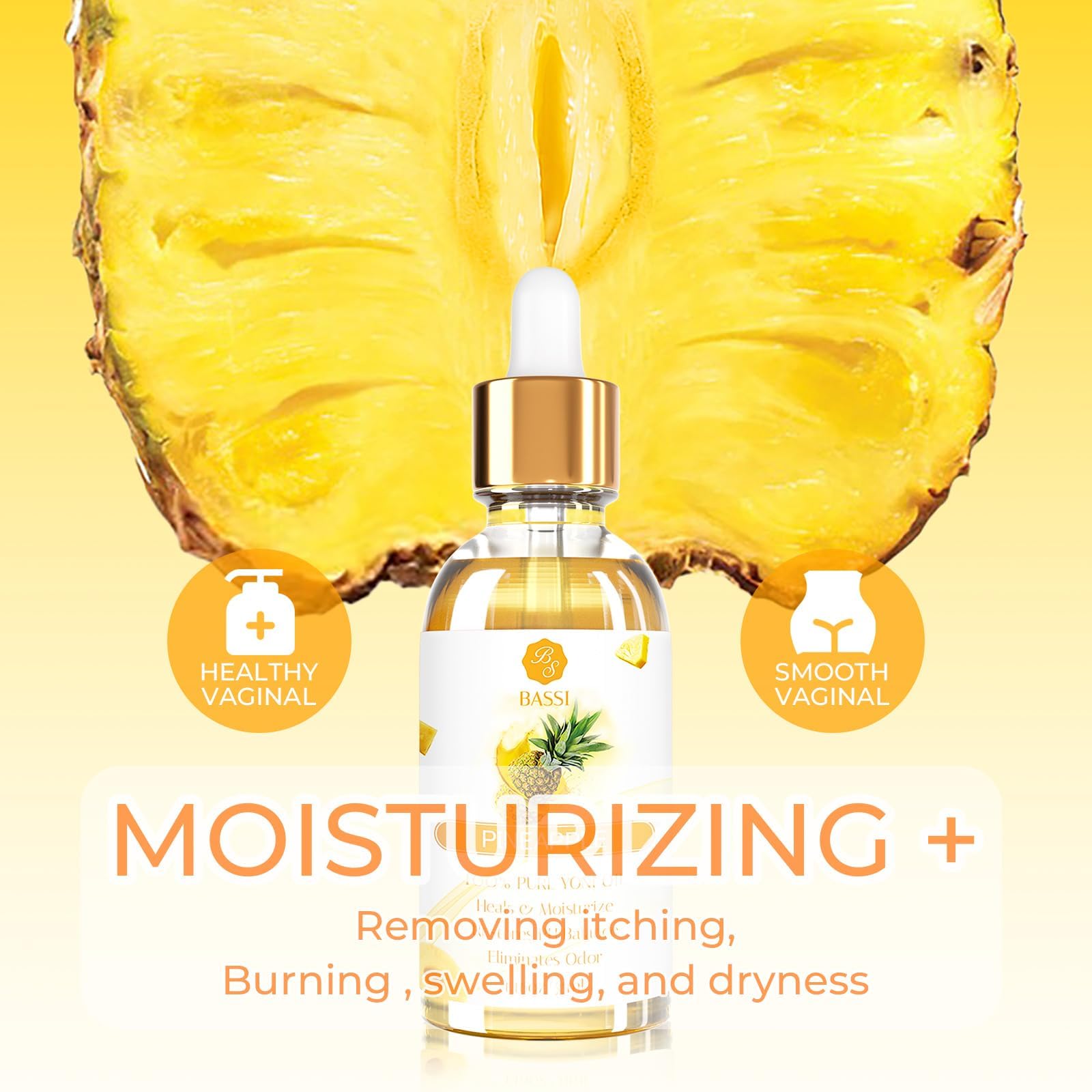 3 Packs Yoni Oil for Women - Feminine Care Oil - All Natural Vaginal Essential Oils, Reduces Odor, Restores pH Balance and Wetness, 1 fl oz/pc Strawberry Pineapple Peach Scent