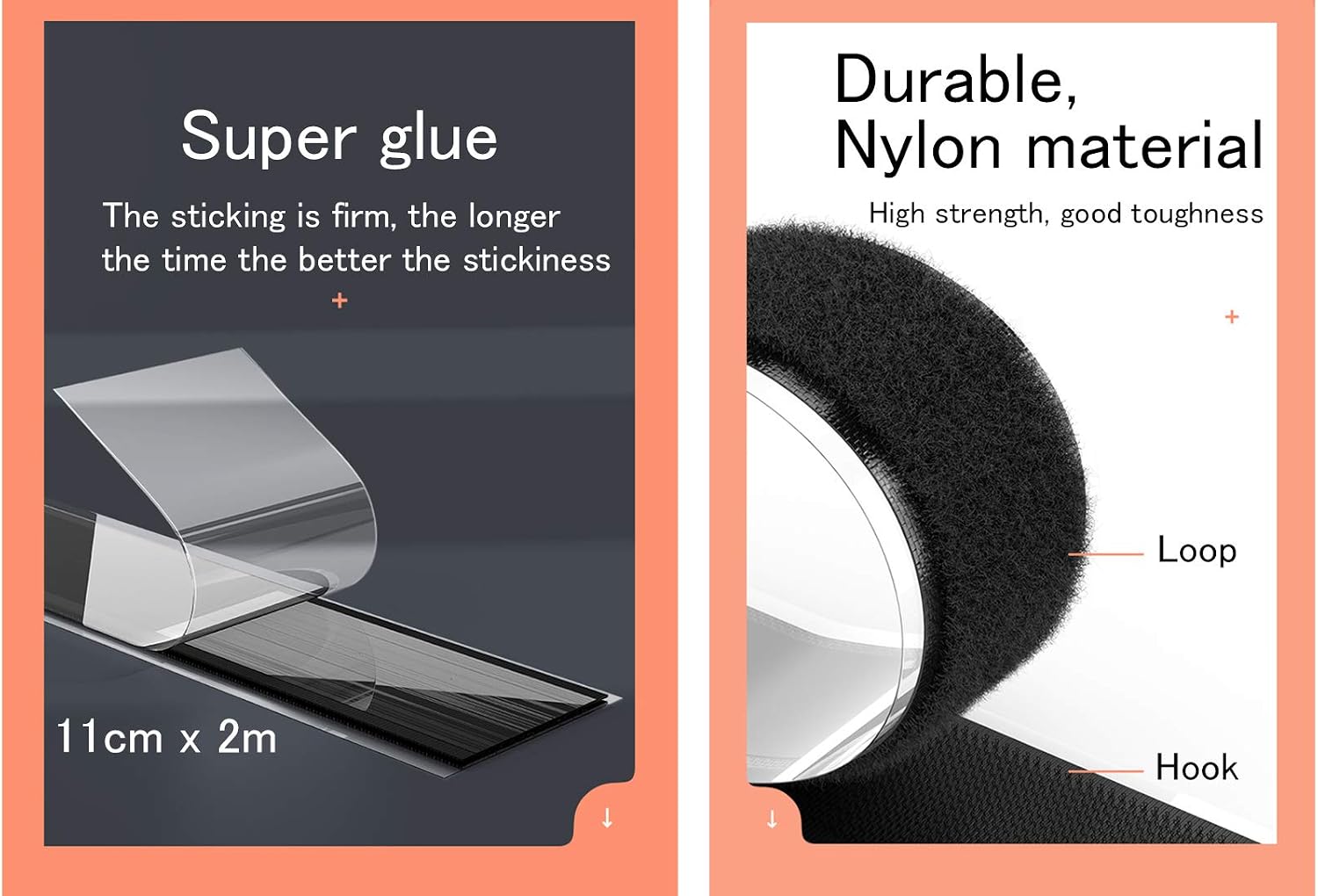 TEUVO Hook and Loop Tape with Adhesive for DIY 11CM Wide and 2M Long Self Adhesive Tape for Fixing Organizing and Joining Objects Around Home and Office - Image 3