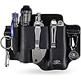 ST1 Leather Multitool Sheath - EDC Belt Organizer for Leatherman Tools, Flashlight, Pen, and Keychain Clip, Durable and Stylish, Great for Work and Daily Use, Ideal Gift for Men