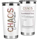 TEEBIM Thank You Gifts for Women, Boss, Coworker, Manager, Office, Assistant, Teacher, Nurse, Mom - Chaos Coordinator Gifts - Boss Lady Gift Ideas for Women - 20 Oz Tumbler with Lid