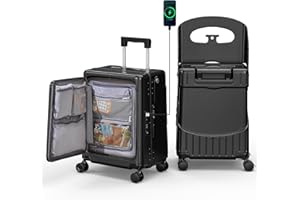 GHSY Ride-On Suitcase with Built-in Seat for Kids & Adults, 20" Carry-On Luggage TSA-Approved Underseat Spinner, Lightweight 
