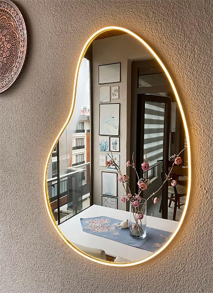 Ulalaza LED Acrylic Mirror Neon Light Heart/Cat/Letter/Wavy Wiggle Shape Witch's Mirror Gothic Wall Decor Romantic Various-shape Cute for Bedroom Decor Home Studio Dorm Room Wedding