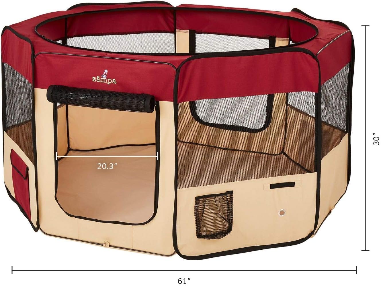 Zampa Puppy Pop Up Portable Playpen for Dog and Cat Foldable, Red, Large (61"x61"x30") - Image 5