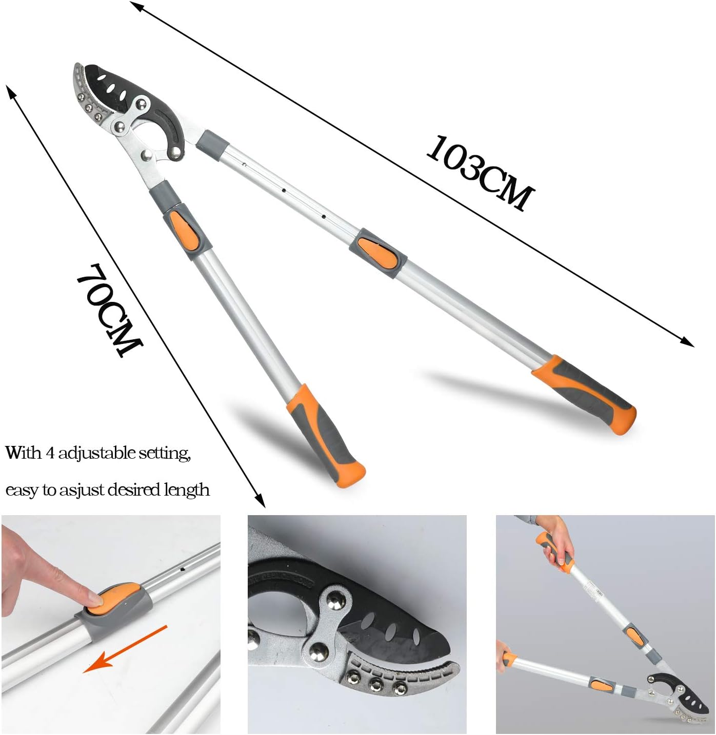 AIRAJ Bypass Lopper with Compound Action, Chops Thick Branches with Ease, Adjustable Heavy Duty Tree Trimmer, Branch Cutter with Clean Cut Capacity : Garden & Outdoor