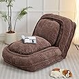 Fussbric Foldable Lazy Sofa Floor Chair, 5-Position Adjustable Backrest Chaise Lounge Chair Indoor, Folding Tatami Lazy Sofa Bed, Floor Gaming Chair with Thicken Cushion,Brown