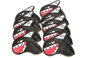 Scott Edward Skull and Shark Golf Headcover Driver Fairway Hybrid with Big Number 1 3 5 H Iron Golf Club Cover Blade Putter S