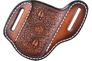 TOURBN Tourbon Genuine Leather Pocket Folding Knife Sheath 1.9" Large Diameter Open for 1.5" Wide Belt Draw Knives Carrier Men EDC Holster