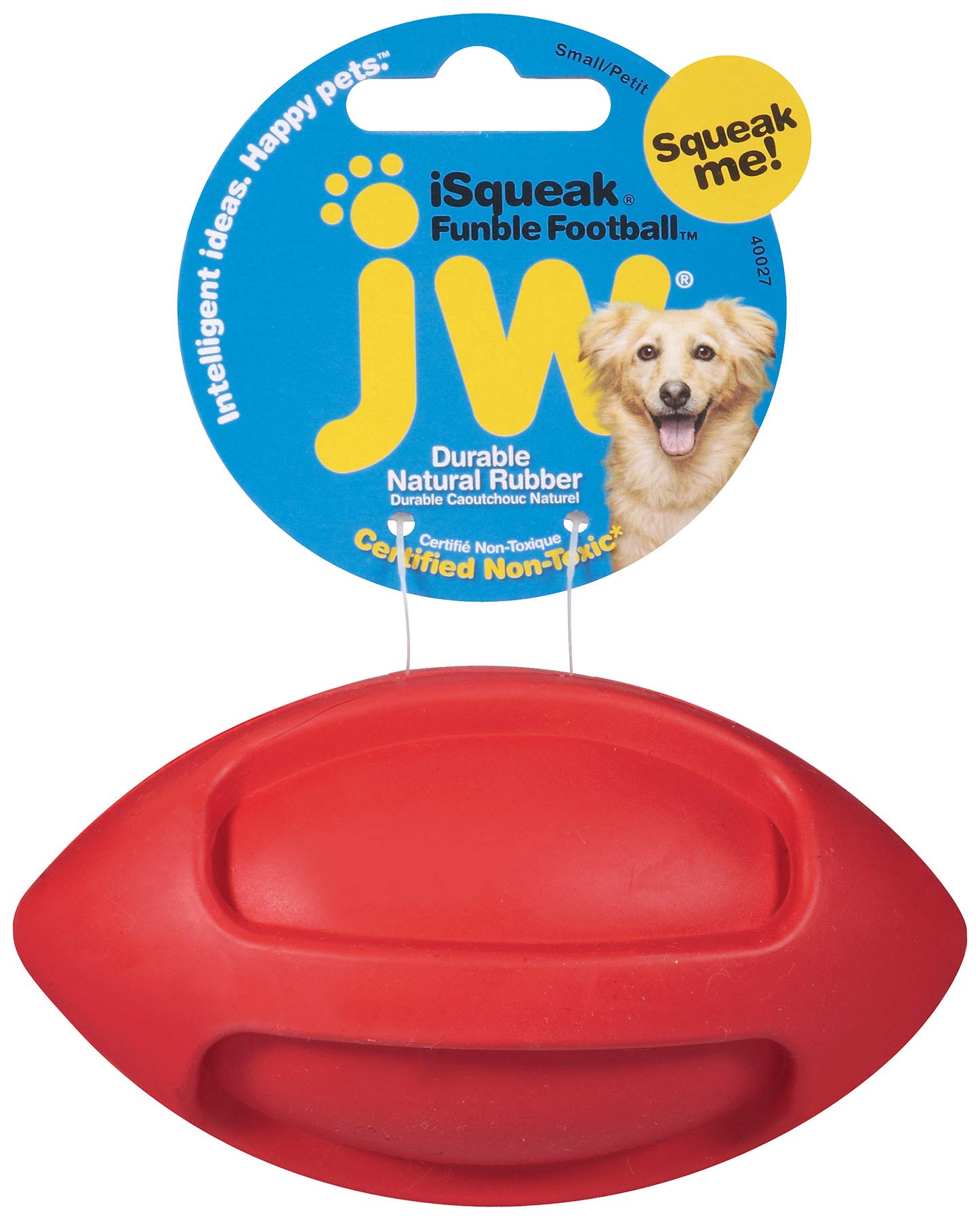 JW Pet Company iSqueak Funble Football Dog Toy, Small (Colors Vary)