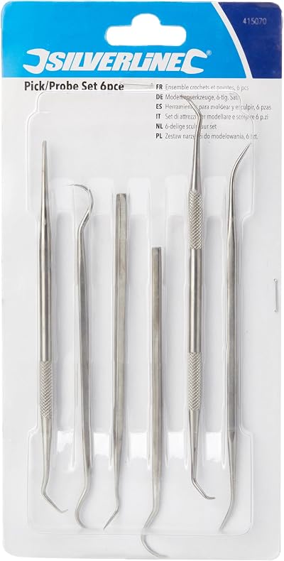 Silverline Pick Probe Set 6pce 415070 Stainless Steel Craft Carving