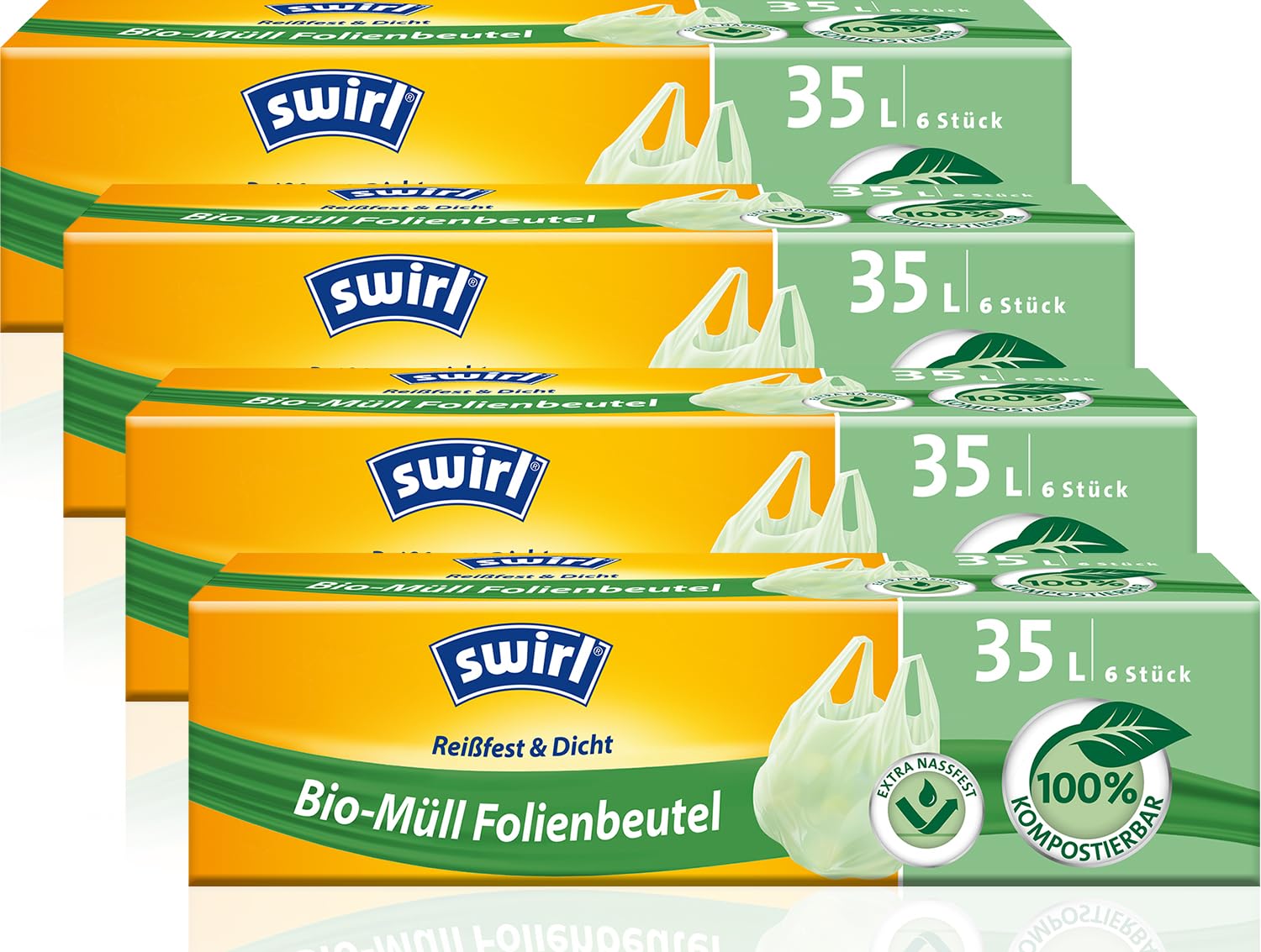 Swirl 35 L Biodegradable Waste Bags with Handle – 4 Pack (4 x Pack of 6) — image 1