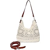 Eiyye Crochet Purse Crossbody Bag for Women Handmade Hobo Purses with Adjustable Strap Summer Beach Shoulder Bags for Travel & Everyday Use(Off White)