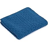SAOL Bed Throw Blanket Irish Aran 100% Soft Merino Wool 60x36 Inches (Teal)
