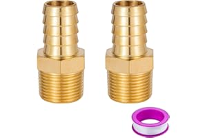 Breezliy 2 PCS Solid Brass Pipe Fitting and Air Hose End Fitings 3/4" Hose ID x 3/4" NPT Male Thread Pipe Adapter
