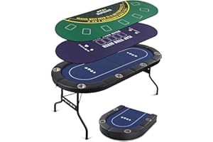 Scpoloco Poker Table Foldable, Portable Poker Table for Texas Holdem Poker and Blackjack, 8 Player Folding Poker Tables with Double-Sided Poker Mat, Padded Rails & Cup Holders, Casino Grade Felt