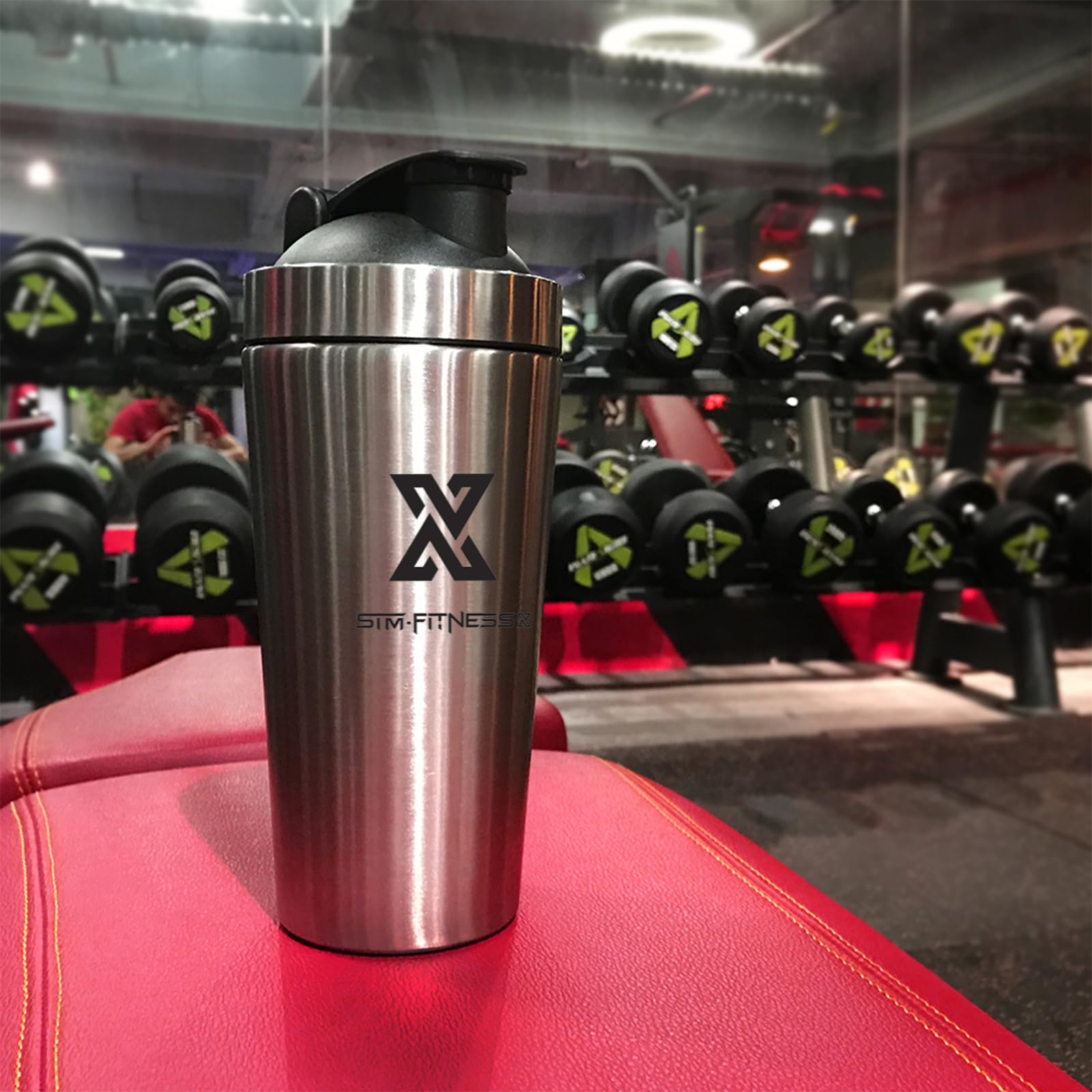 X SIM FITNESSX Shaker Edelstahl 700ml Sport Fitness Yoga Gym Shaker Bottle Mixer (Edelstahl 700ML) 5
