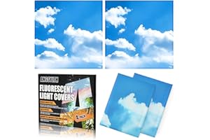 ANGSYLTH 4 Pcs Fluorescent Light Covers - 2 x 2 Feet Covers for Ceiling Lights, Magnetic Light Filters for Classroom, Office, Hospitals, Home (Blue Skies & White Clouds)