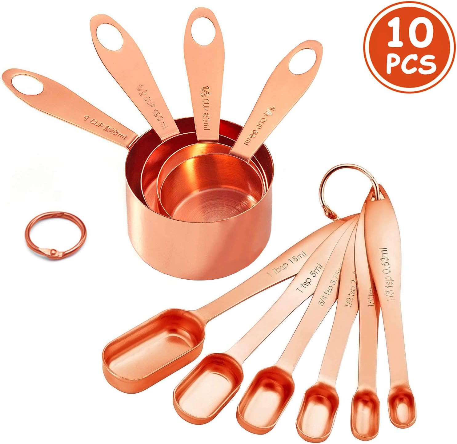 Measuring Cups and Measuring Spoons Stainless Steel Set of 10, 4 Cups