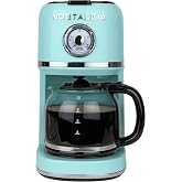 Nostalgia Classic Retro 10 Cup Coffee Maker, Aqua | One-Touch Drip Brew, Reusable Filter - Anti-Drip, Auto Shutoff, &amp; Time Display - Dishwasher Safe 50 oz Carafe