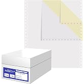 Alliance Continuous Carbonless Computer Paper 9.5 x 11, Blank Left and Right Perforated, 15 lb, 2-Part White/Canary (1,700 Sheets) - Made In The USA