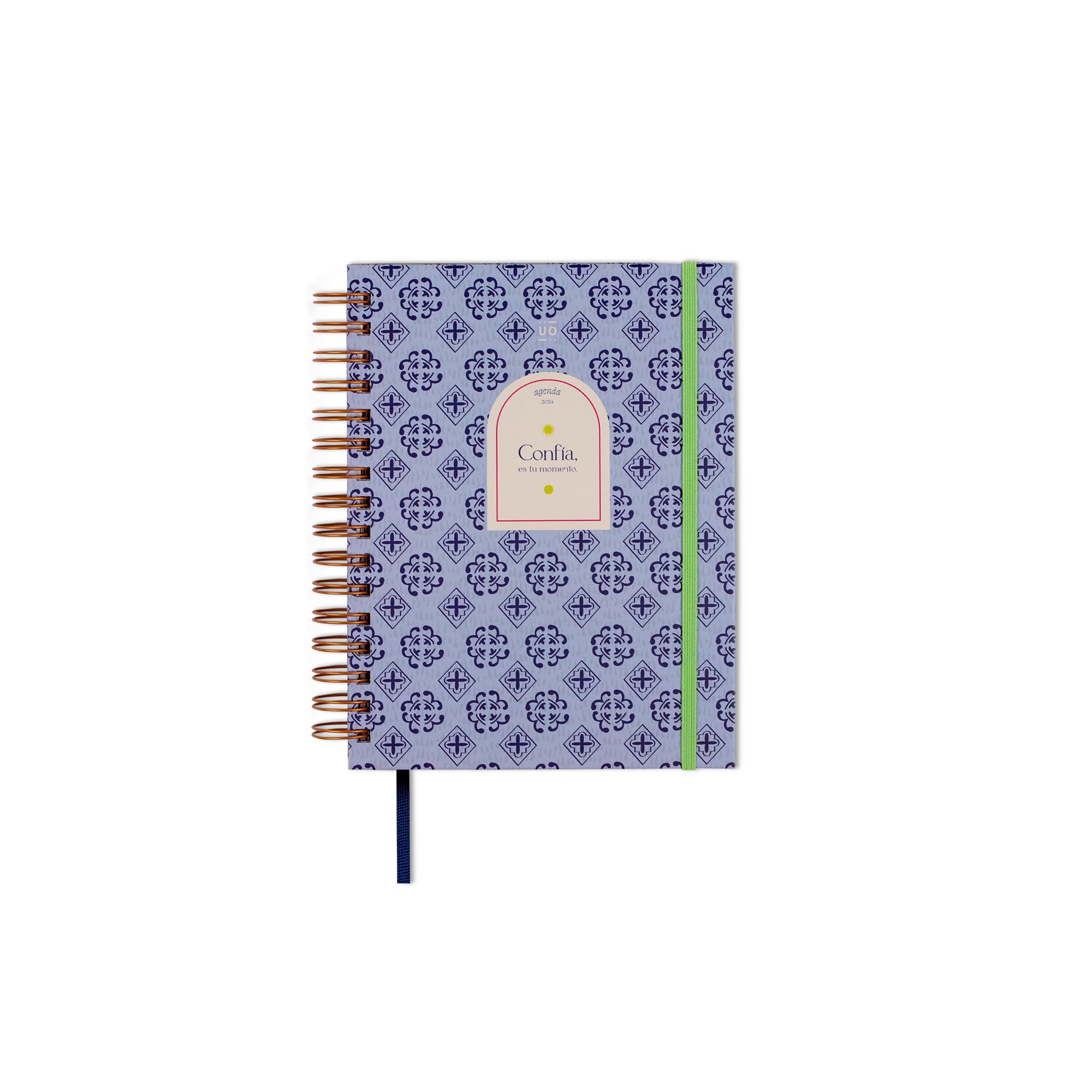 UO Confía Day Page Yearly Diary, Begins in January 2024 and Ends in December 2024, Hardcover, with 126 Stickers, Elastic Band and Record Tape, Multicoloured, Large