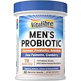 Vitalibre Probiotics for Men, 70 Billion CFU 15 Strains, Selenium, Enzymes, Saw Palmetto, Cranberry for Digestive, Gut, Immune, Prostate & Urinary Tract Health, Shelf Stable, 60 Capsules