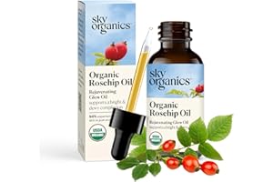 Sky Organics Organic Rosehip Oil (1oz) Cold-Pressed Rosehip Seed Oil, Anti-aging Face Oil, Antioxidant Face Oil, 100% Pure Anti-Aging Rosehip Seed Oil for Radiant Skin, Hair and Acne